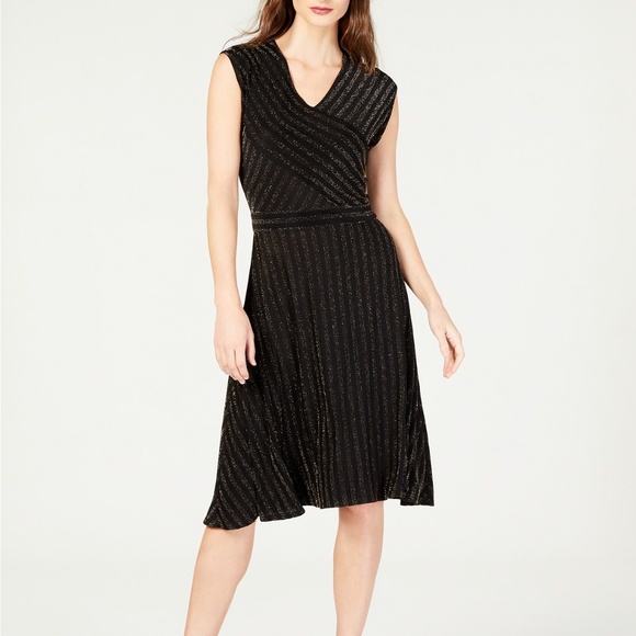 NY Collection Ribbed A-Line Dress Silver Twinkle - Picture 2 of 2